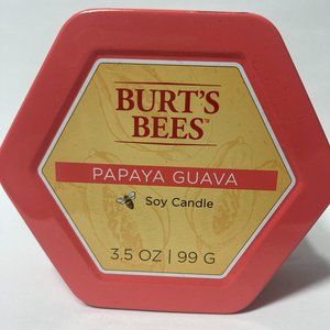 Burt's Bees Papaya Guava 2 Wick Tin Soy Candle (1) Candle 3.5oz DISCONTINUED